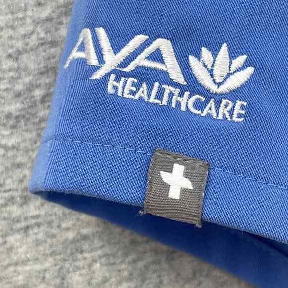 Figs Scrub Top Womens Small Blue Short Sleeve Medical Uniform Two Front Pocket - Picture 5 of 11